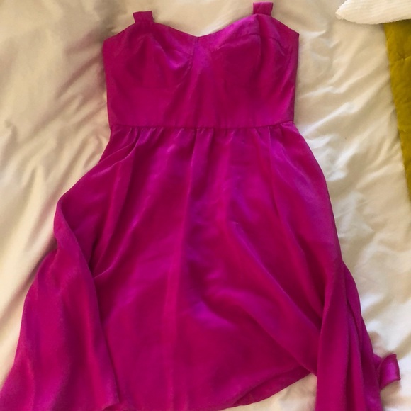 NWT Britt RYAN Fushia Silk Bustier Halter Dress - Picture 7 of 7